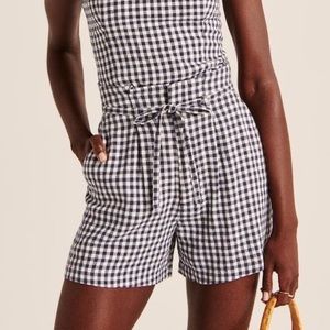 Abercrombie and Fitch Gingham plaid paper bag shorts